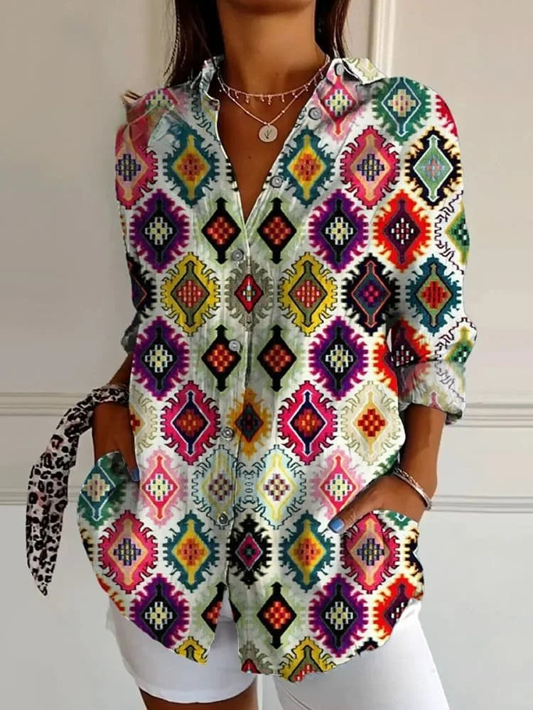 BRYNNA | COLORFUL COLLARED BLOUSE