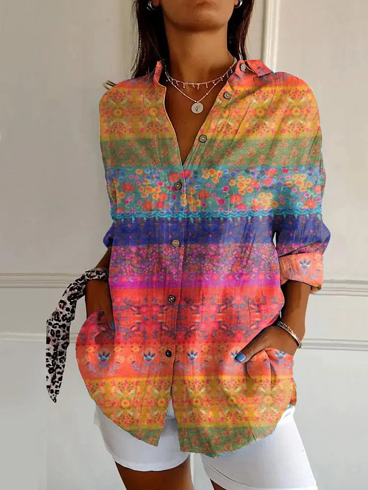 FARAH | COLORFUL COLLARED BLOUSE