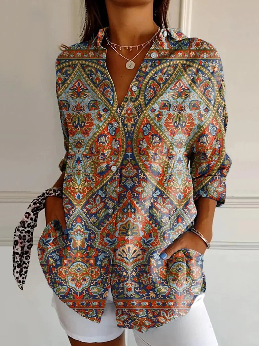 LUNA | COLORFUL COLLARED BLOUSE