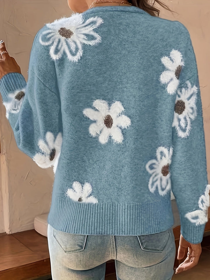 Mathilde | Knit Cardigan with Floral Pattern