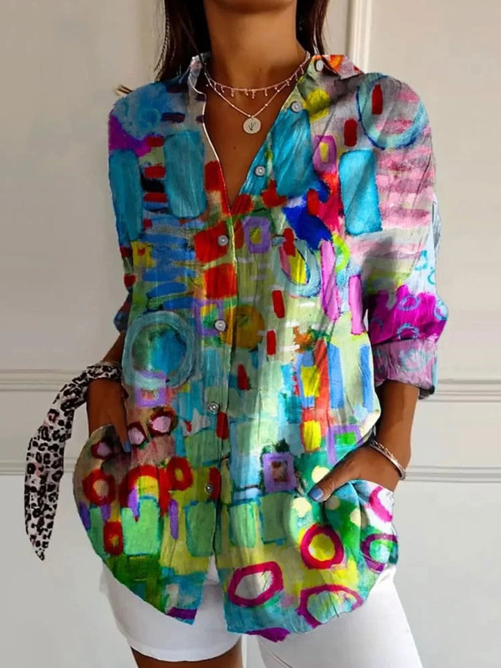ELODIE | COLORFUL COLLARED BLOUSE