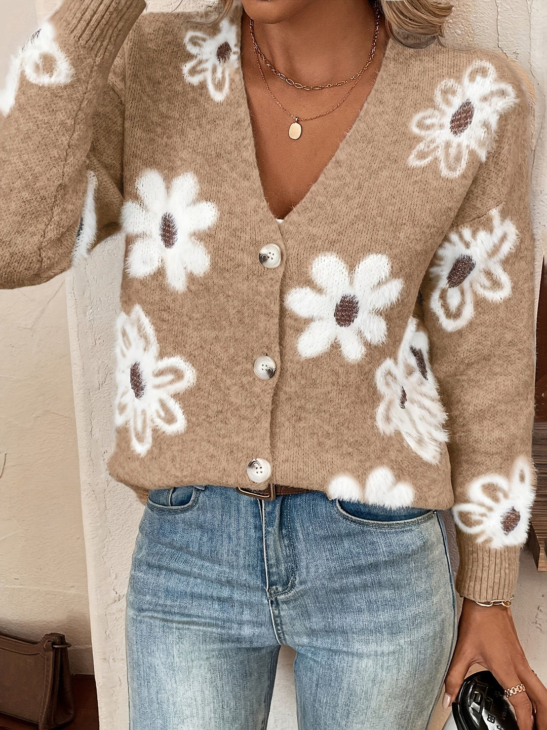 Mathilde | Knit Cardigan with Floral Pattern