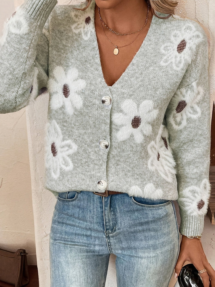 Mathilde | Knit Cardigan with Floral Pattern