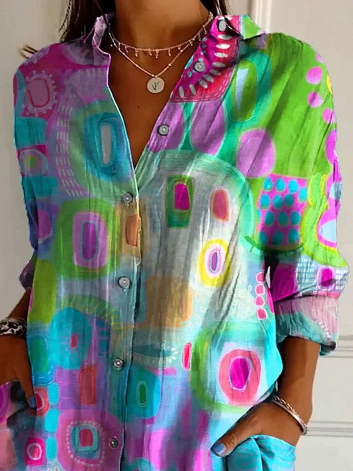 THALIA | COLORFUL COLLARED BLOUSE