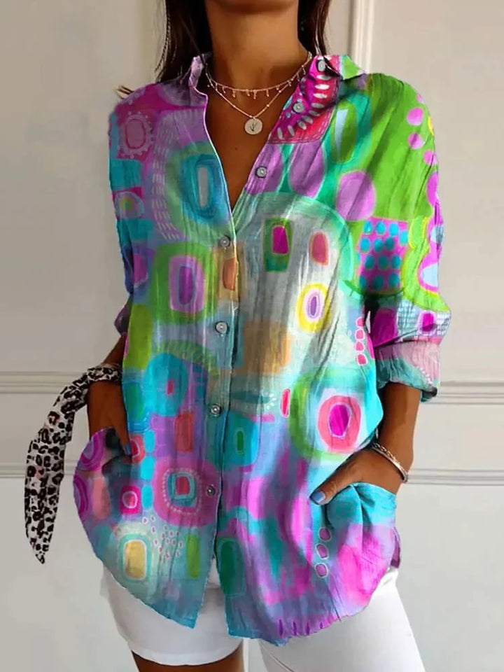 THALIA | COLORFUL COLLARED BLOUSE