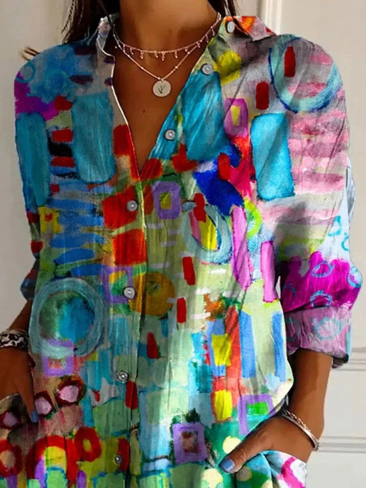 ELODIE | COLORFUL COLLARED BLOUSE