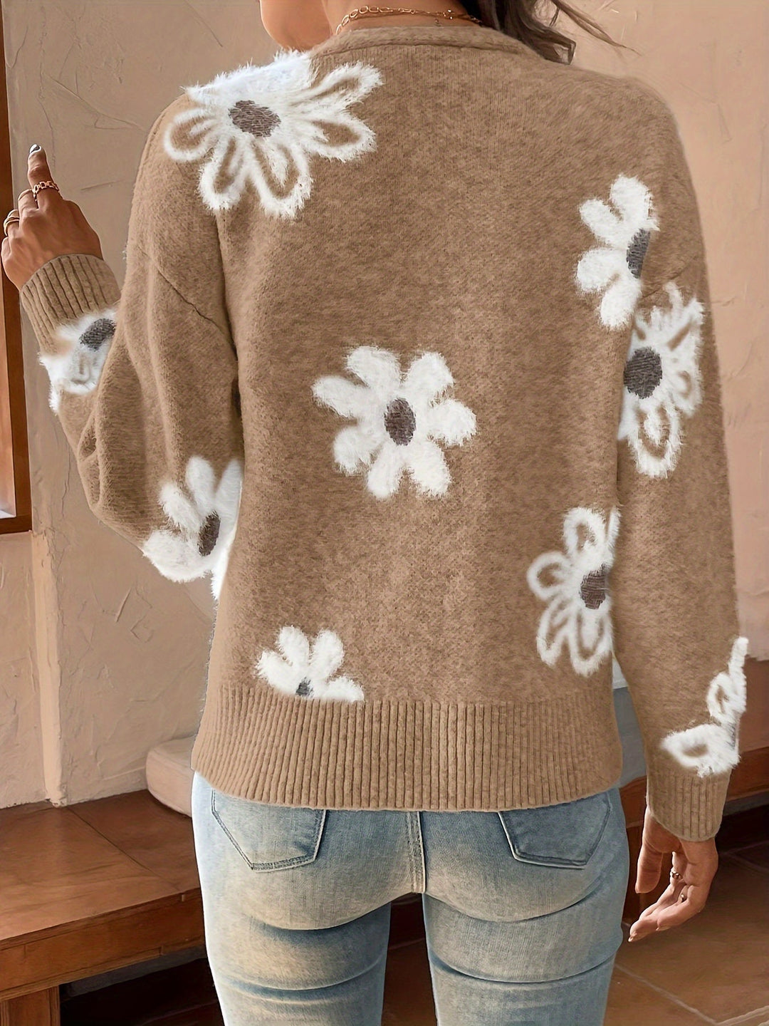 Mathilde | Knit Cardigan with Floral Pattern