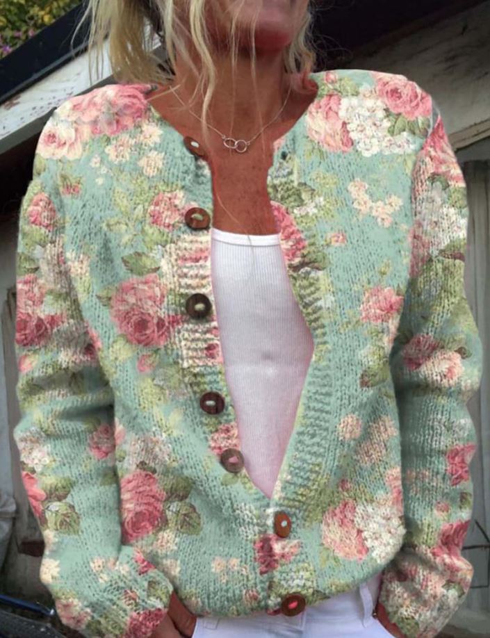 Anne | Elegant cardigan with floral print