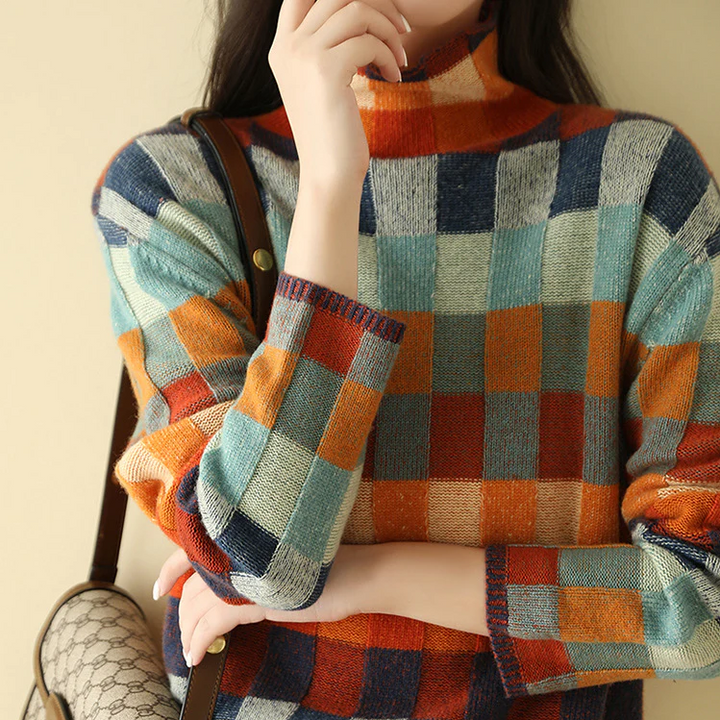 Amal | Women's Colorful Plaid Knit Sweater