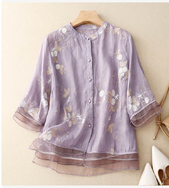 Gloria | Floral Blouse In Lightweight Fabric